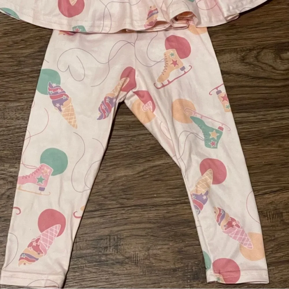 Dot Dot Smile 2 Holiday Ballerina Dresses and Matching Leggings Pink Yellow 6-12